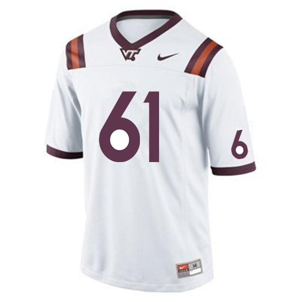Men #61 Bryan Hudson Virginia Tech Hokies College Football Jerseys Sale-White - Click Image to Close